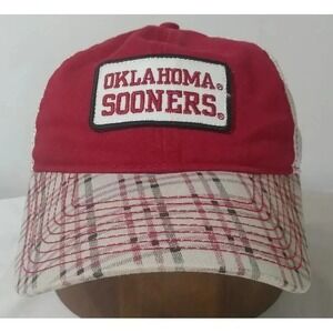 Oklahoma Sooners OU Mesh Strap Back Cap Hat NCAA Signature Red Plaid‎ Unworn